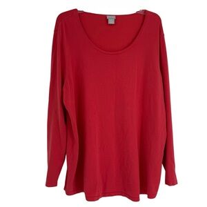 Chicos Pullover Crewneck Sweater Top Size 4 (2X) Long Sleeve Salmon Minimalist